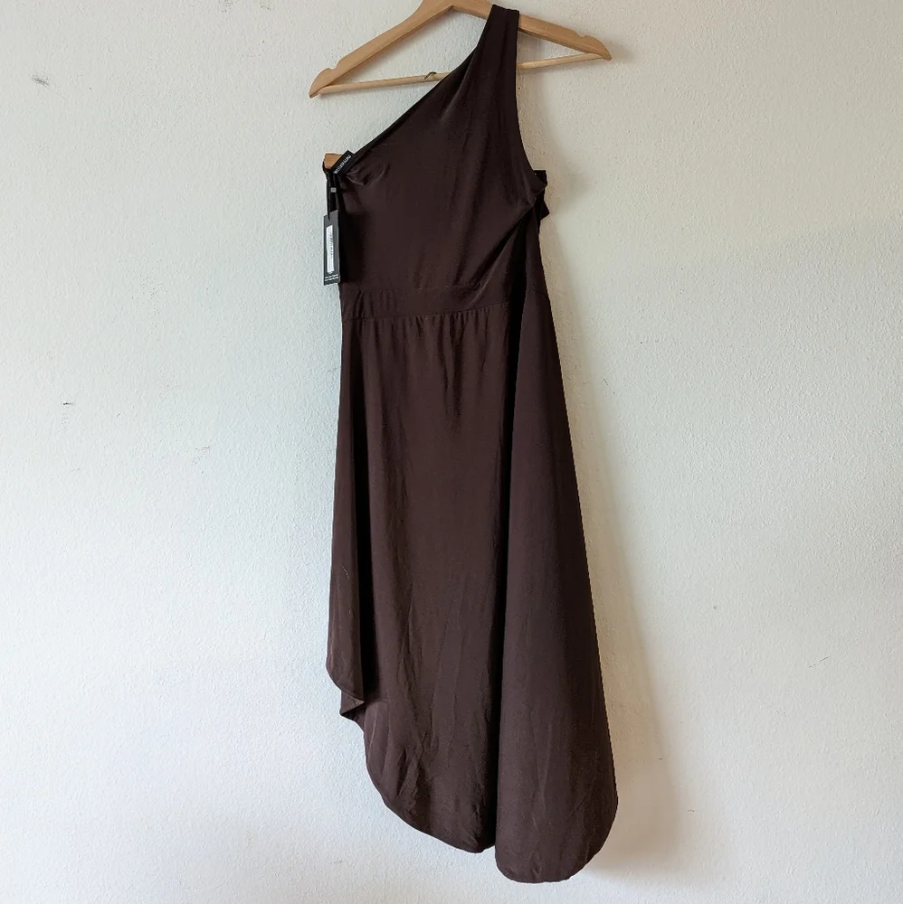 NWT PrettyLittleThing One Shoulder Tie Midi Dress - Picture 7 of 9